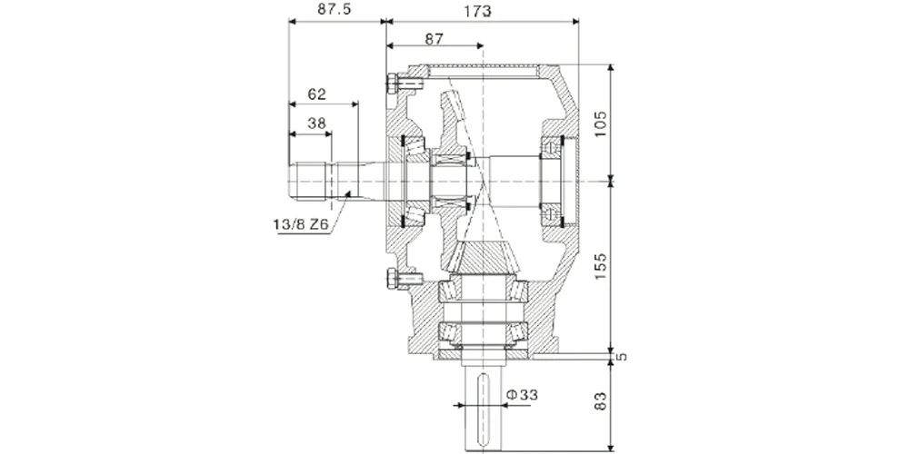 superiortransmissioninc-products-EP-13 Ratio 62HP 540rpm Rotary Cultivator Gearbox-Draft